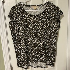 Michael Kors Black and White Patterned Short Sleeve Tee